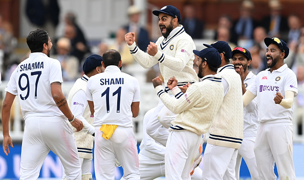 Indian players celebrate after winning the Lord's Test last year | Getty