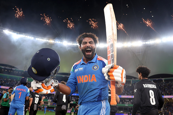 Ravindra Jadeja after hitting the winning runs after India's win | Getty