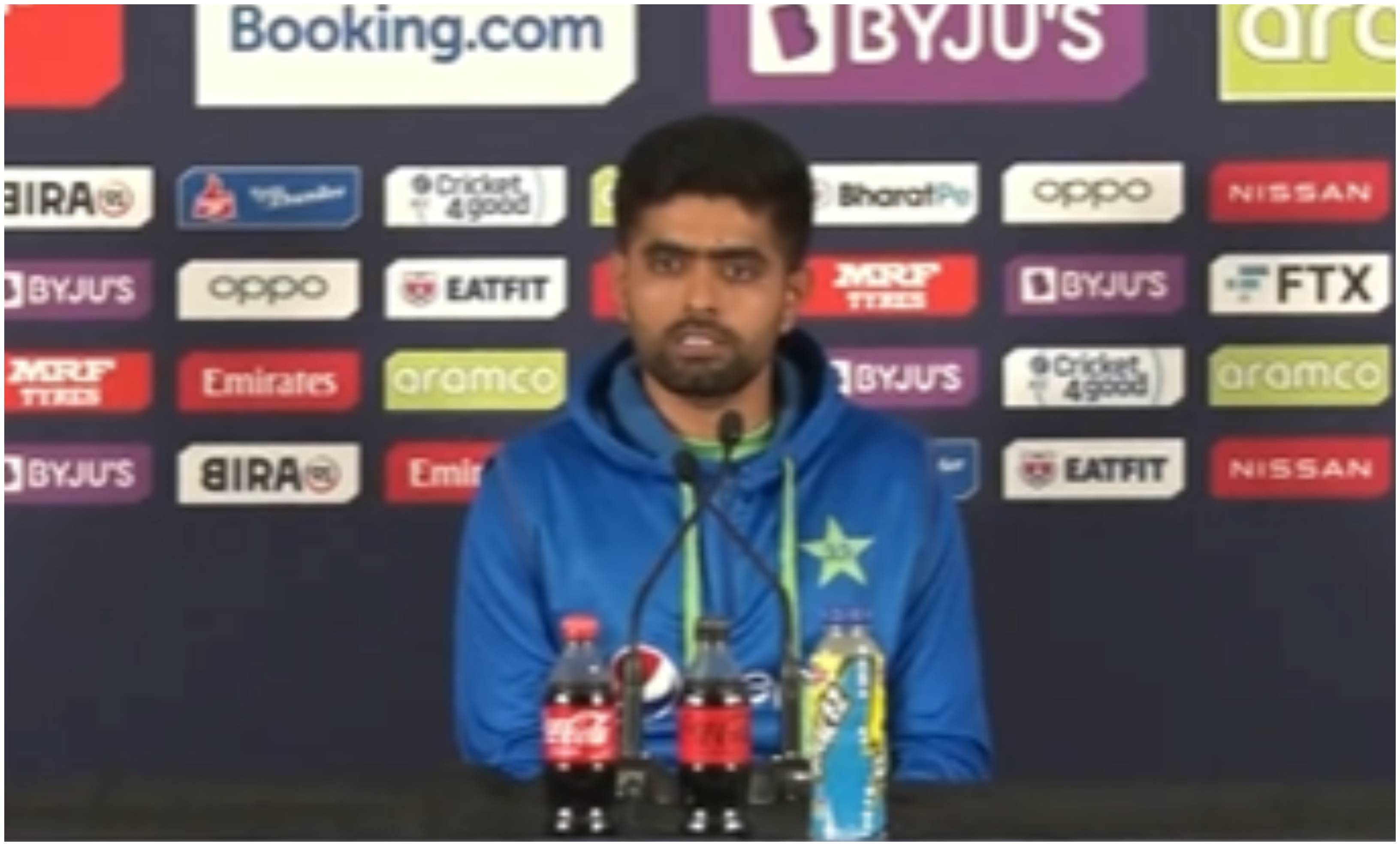 Babar Azam addressing the media on the eve of India-Pakistan clash | Screengrab