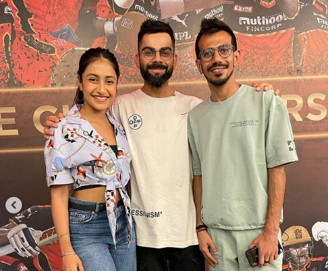 Dhanashree Verma with Yuzvendra Chahal and Virat Kohli | Instagram