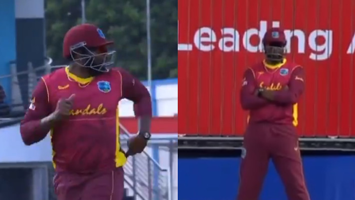 WI v AUS 2021: WATCH - Pollard stands outside boundary as West Indies reduced to 10 fielders 