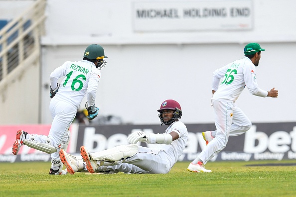Kraigg Brathwaite run out while attempting a short run on Day 2 | Getty Images