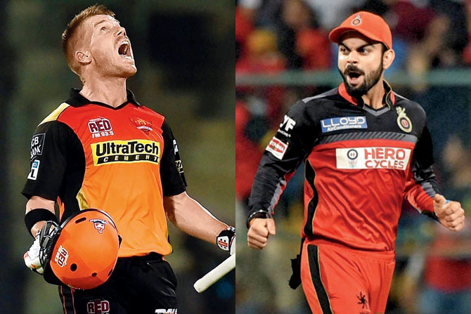 SRH v RCB is the battle of two highly aggressive captains in Warner and Kohli 