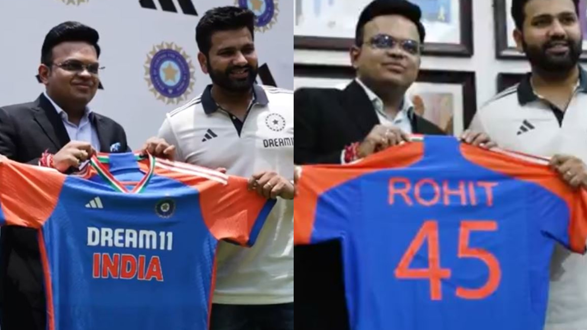 WATCH- BCCI secretary Jay Shah and Rohit Sharma present the new Team India jersey for T20 World Cup 2024