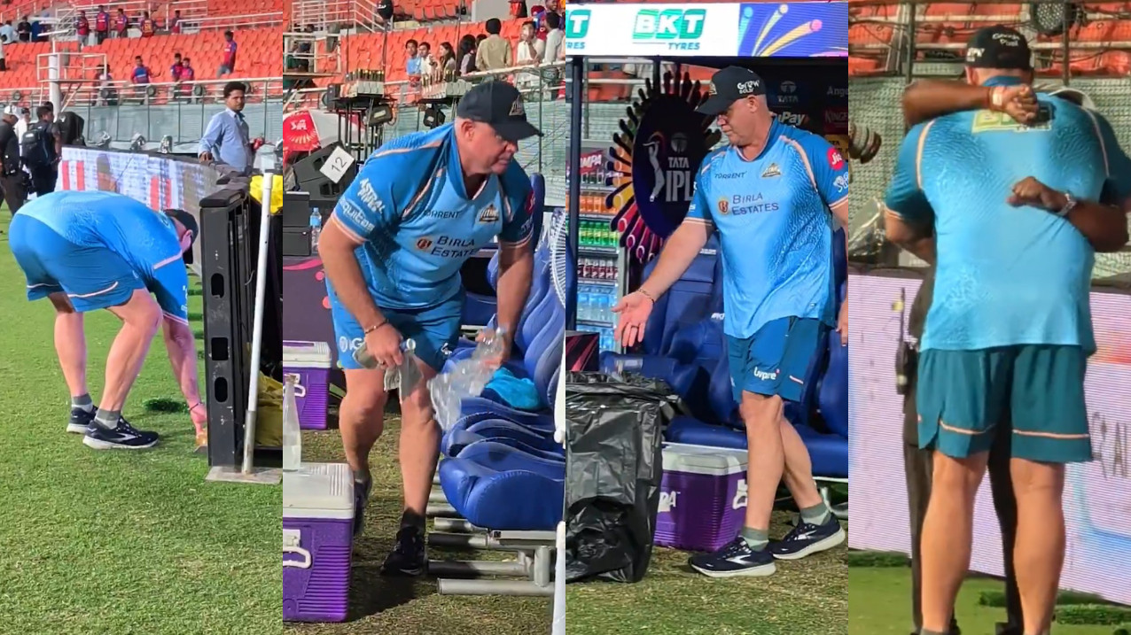 IPL 2026: WATCH- GT batting coach Matthew Hayden picks trash from the dugout area after match against PBKS