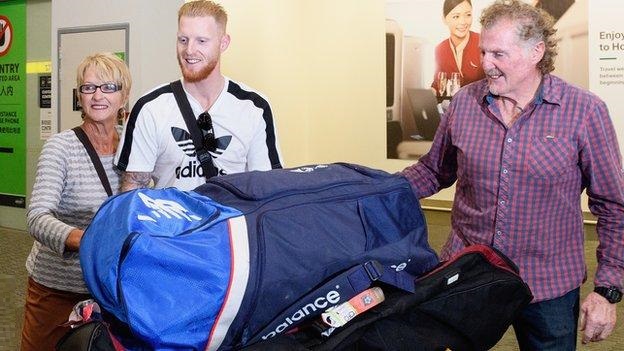 Ben Stokes with his mother and father | Twitter