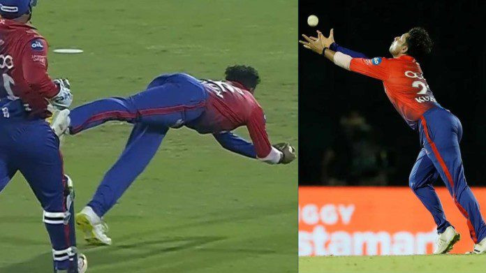 IPL 2022: WATCH – Kuldeep Yadav takes a stunning catch off his own bowling to get rid of Umesh Yadav