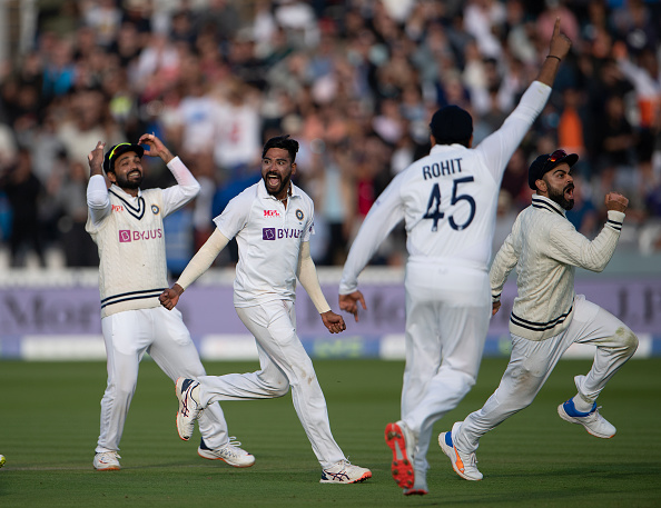 Mohammed Siraj rejoices as India win the Lord's Test | Getty