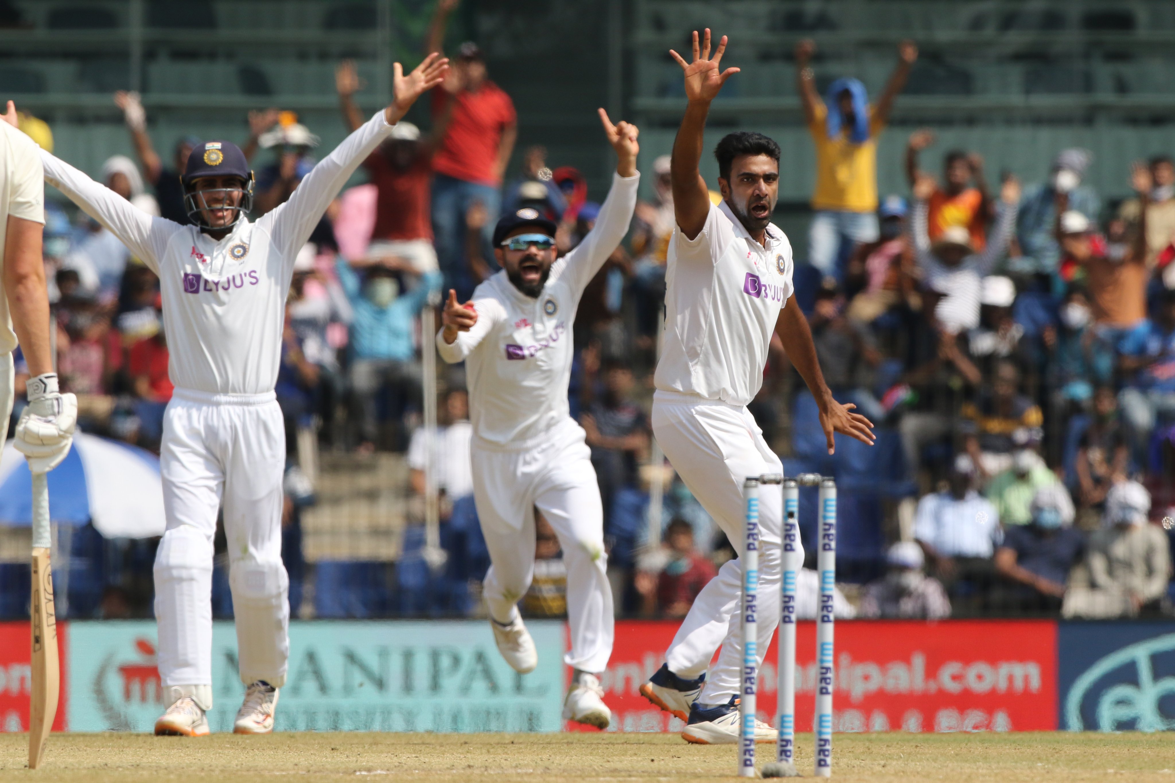 R Ashwin appealing during England's first innings of second Test | BCCI