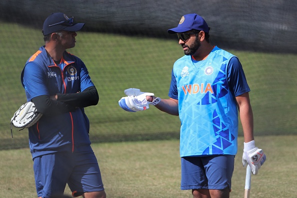 Rohit Sharma with coach Rahul Dravid | Getty