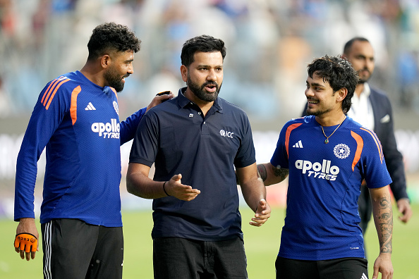 Rohit Sharma with Indian players before semi-final with England | Getty