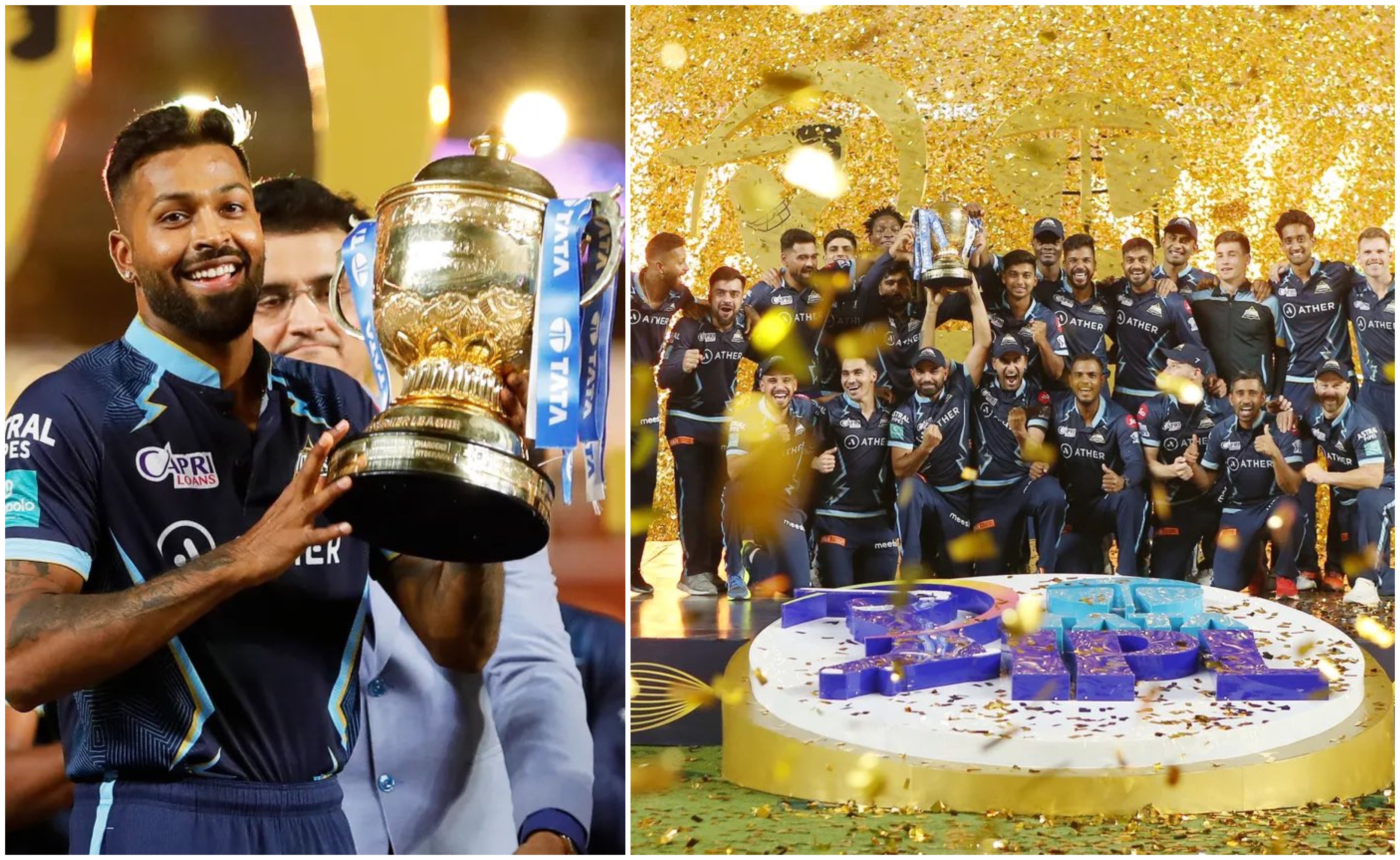 GT players posing with the IPL 2022 trophy | BCCI/IPL