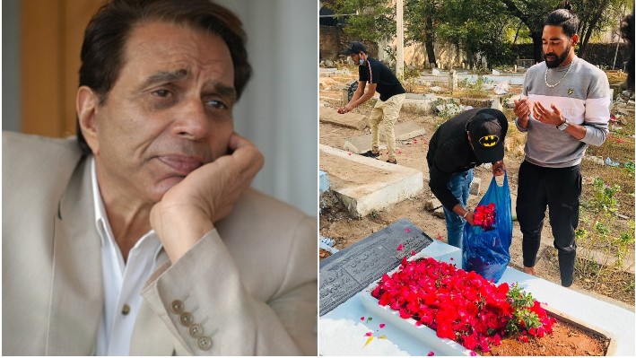 Legendary actor Dharmendra gets emotional seeing Mohammed Siraj at father's grave