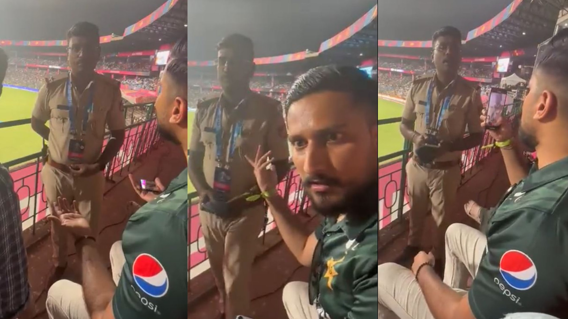 CWC 2023: WATCH- Pakistan fan and policeman argue over provocative slogans during AUS v PAK match