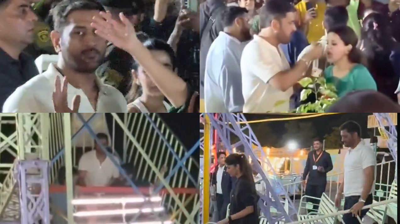 WATCH- MS Dhoni and Sakshi enjoy amusement park rides with Ambani family during Navratri festivities in Jamnagar
