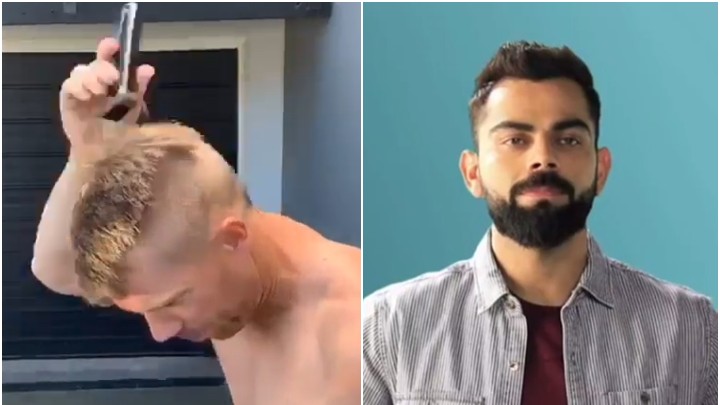 WATCH - David Warner shaves off his head to support essential workers fighting COVID-19; nominates Smith and Kohli