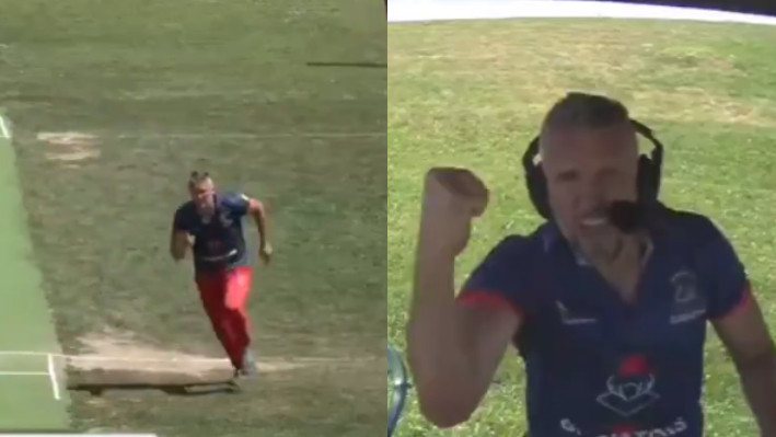 WATCH: Pavel Florin runs to commentary box after taking a wicket in a bizarre celebration
