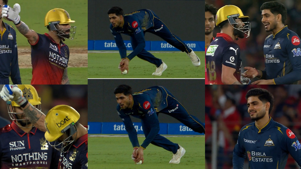 IPL 2026: WATCH- Virat Kohli and Shubman Gill argue about his catch as umpires ask Kohli to stay back; TV umpire rules not out