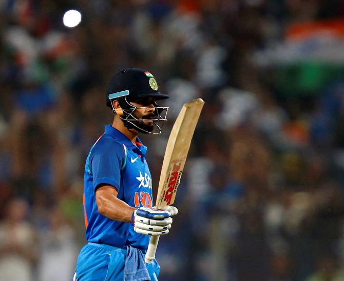 Virat Kohli took India to a victory in a chase of 350 runs from 50/4 with a brilliant 122 | AFP