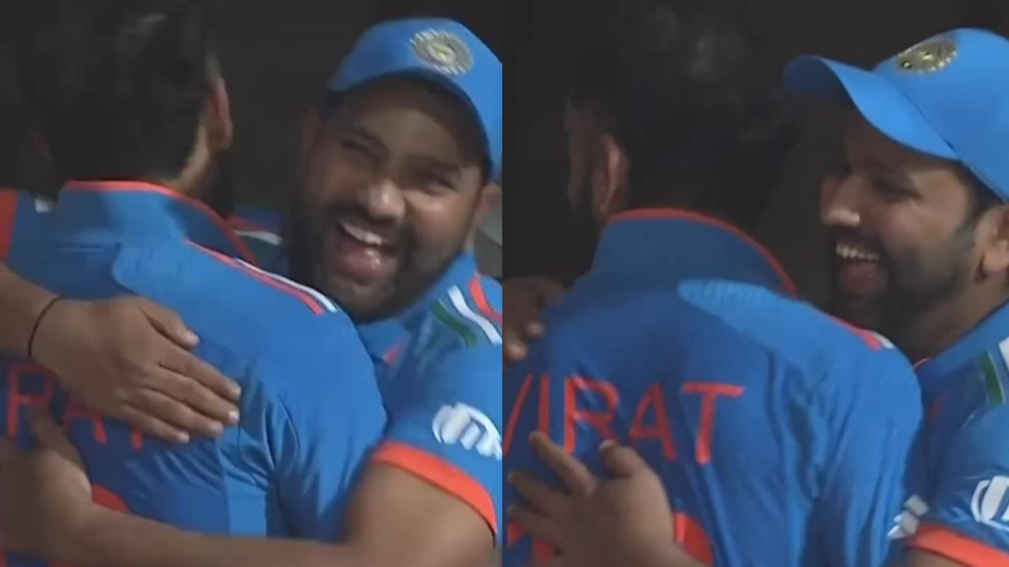CWC 2023: WATCH- Rohit Sharma and Virat Kohli share a joyous hug after India defeats New Zealand in Dharamshala