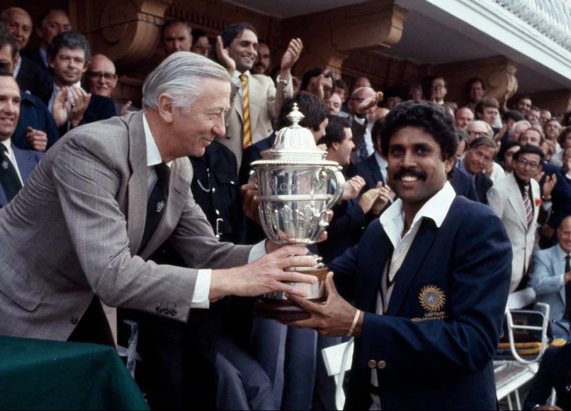 Indian captain Kapil Dev takes the 1983 World Cup trophy at lord's | ICC
