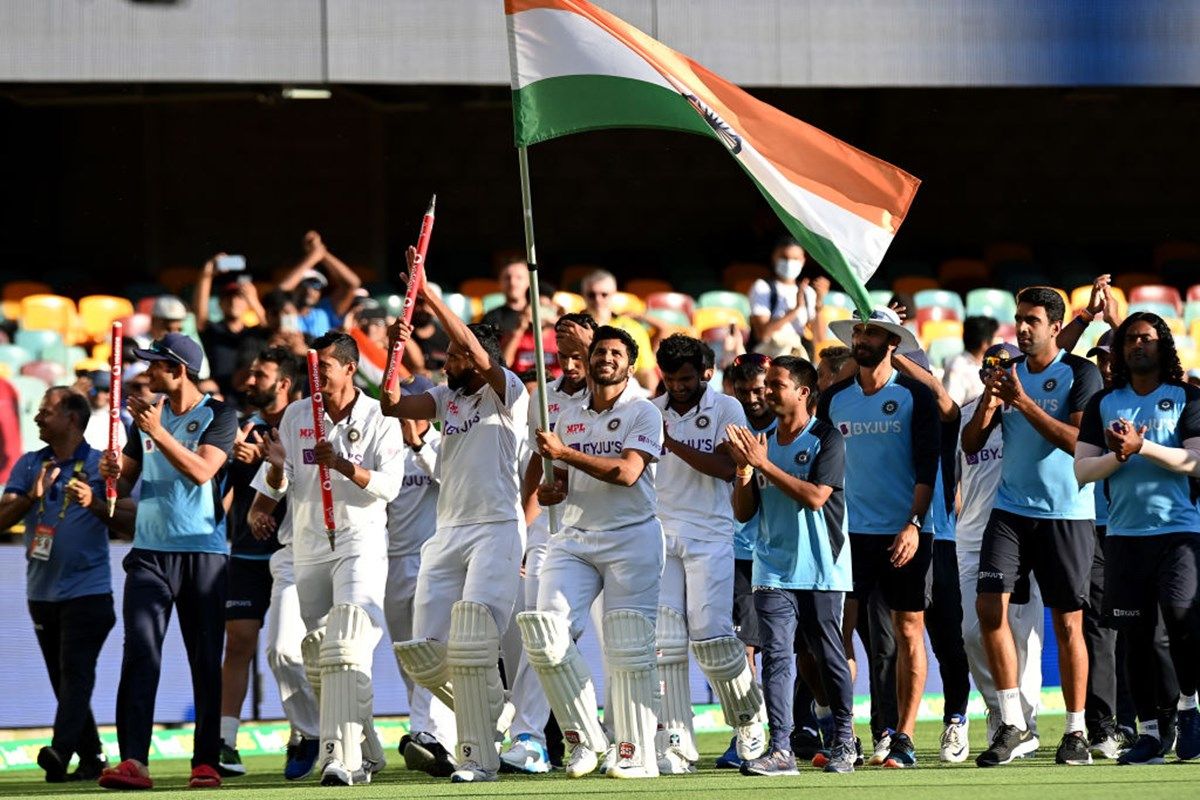 Indian team celebrates after winning in Gabba | Getty
