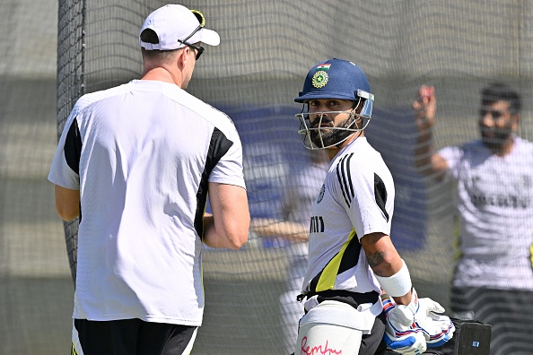 Morne Morkel with Virat Kohli in India nets in Perth | Getty