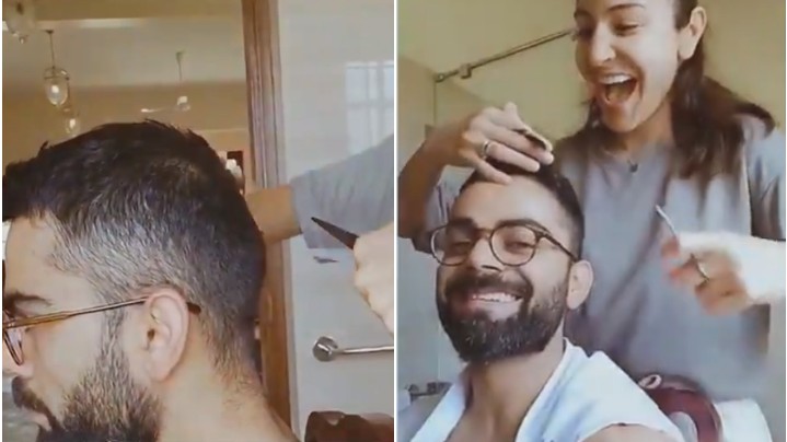 WATCH - Virat Kohli gets a haircut by wife Anushka Sharma at home