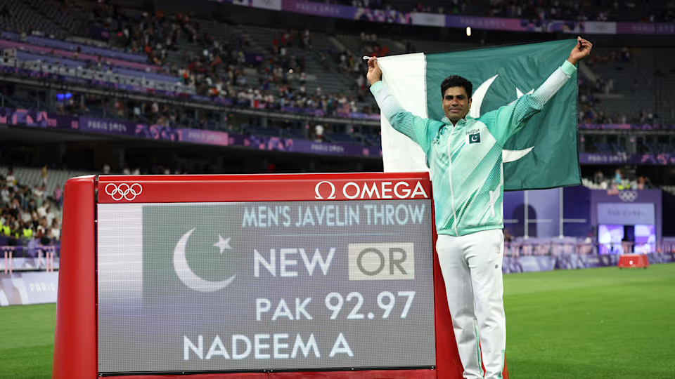 Arshad Nadeem made an Olympic record javelin throw of 92.97m | Getty