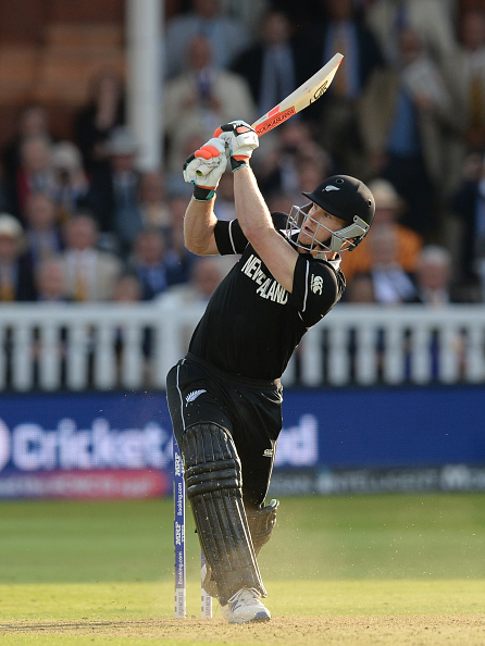 Jimmy Neesham in action during the Super Over after the World Cup final tied at Lord's | Getty