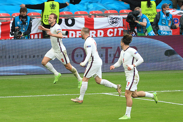 Harry Kane of England celebrates scoring their 2nd goal | GETTY