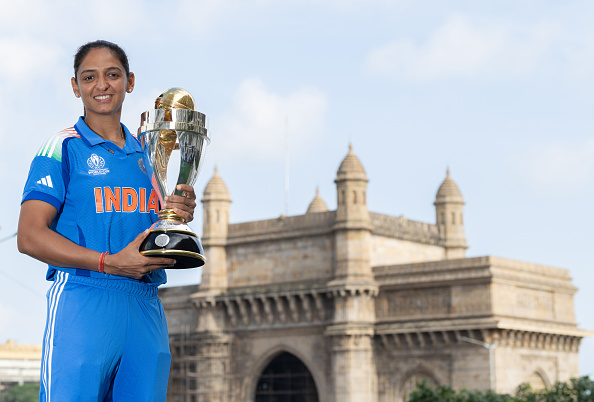 Harmanpreet Kaur with the ICC Women's World Cup | Getty
