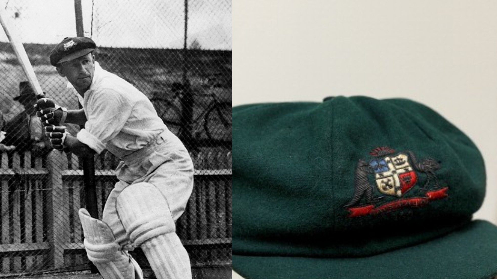 Sir Donald Bradman's 'baggy green' cap from his Test debut in 1928 up for auction