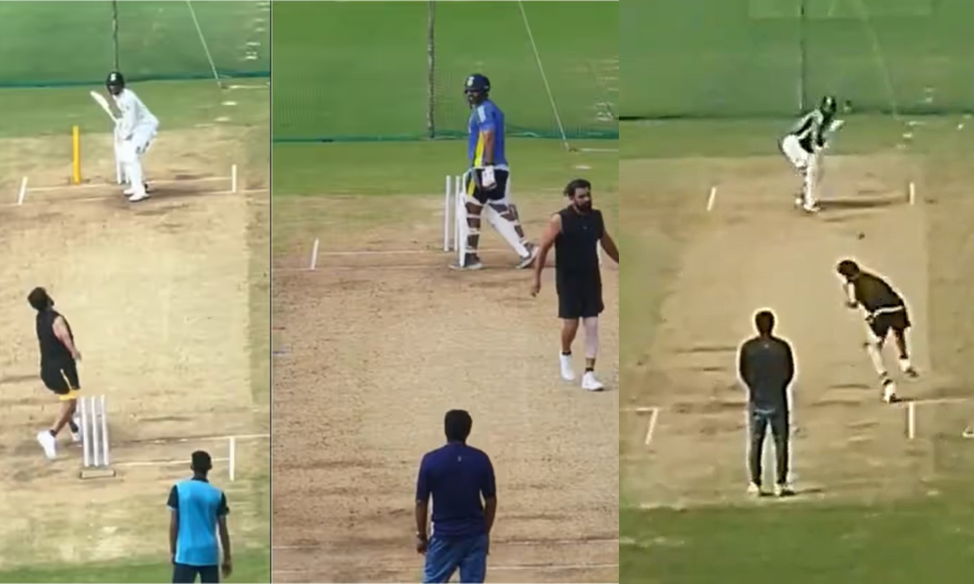 Mohammad Shami bowling to Shubman Gill and Abhishek Nayar | X