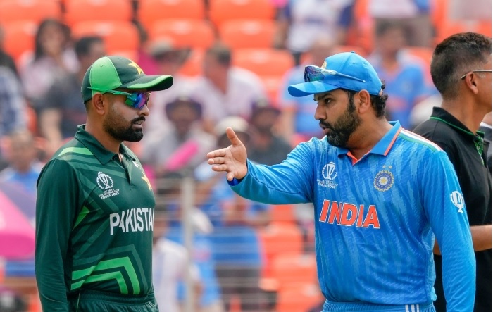 Babar Azam and Rohit Sharma during World Cup 2023 | Getty