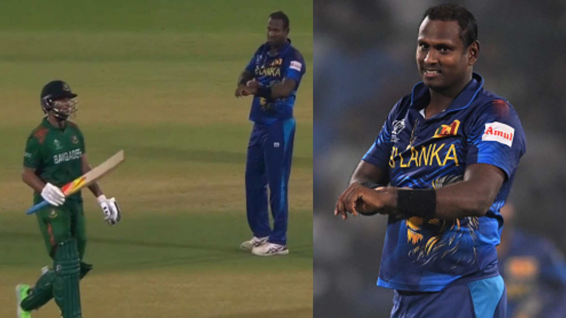 CWC 2023: WATCH- Angelo Mathews’ epic 'time' taunt to Shakib Al Hasan after getting his wicket