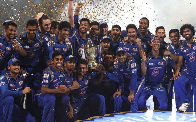 Mumbai Indians after winning IPL 2017 | Source Getty