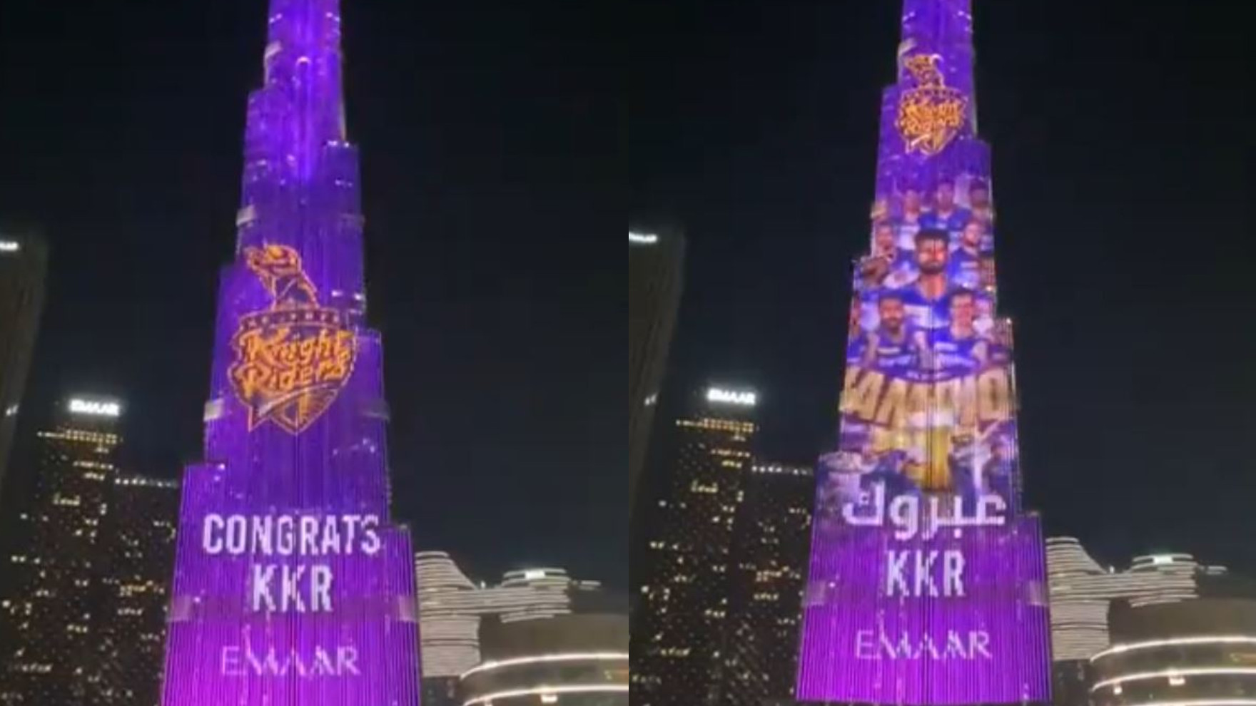 WATCH- Burj Khalifa lights up in KKR colors to congratulate the IPL 2024 champions