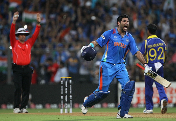 Yuvraj Singh during World Cup 2011 final | GETTY