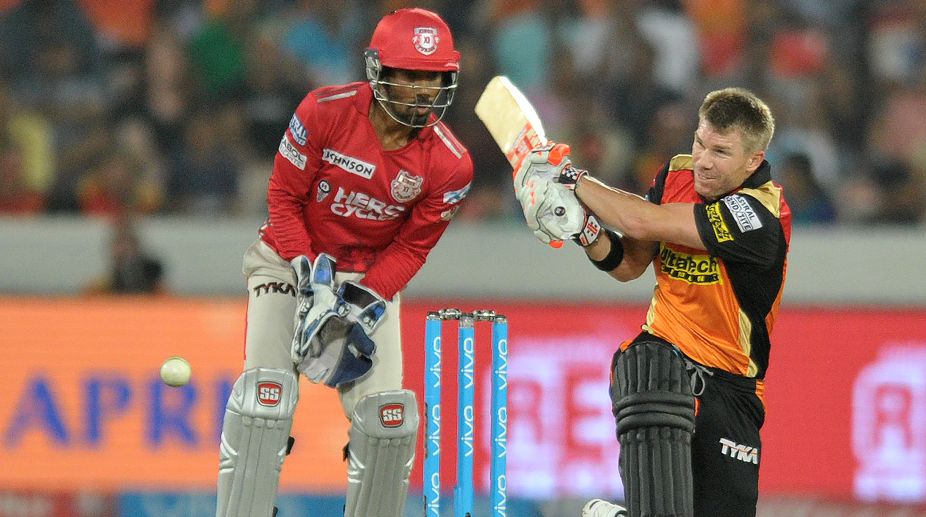 David Warner has scored fifty plus scores in each of his last 8 innings against KXIP (photo - IANS)