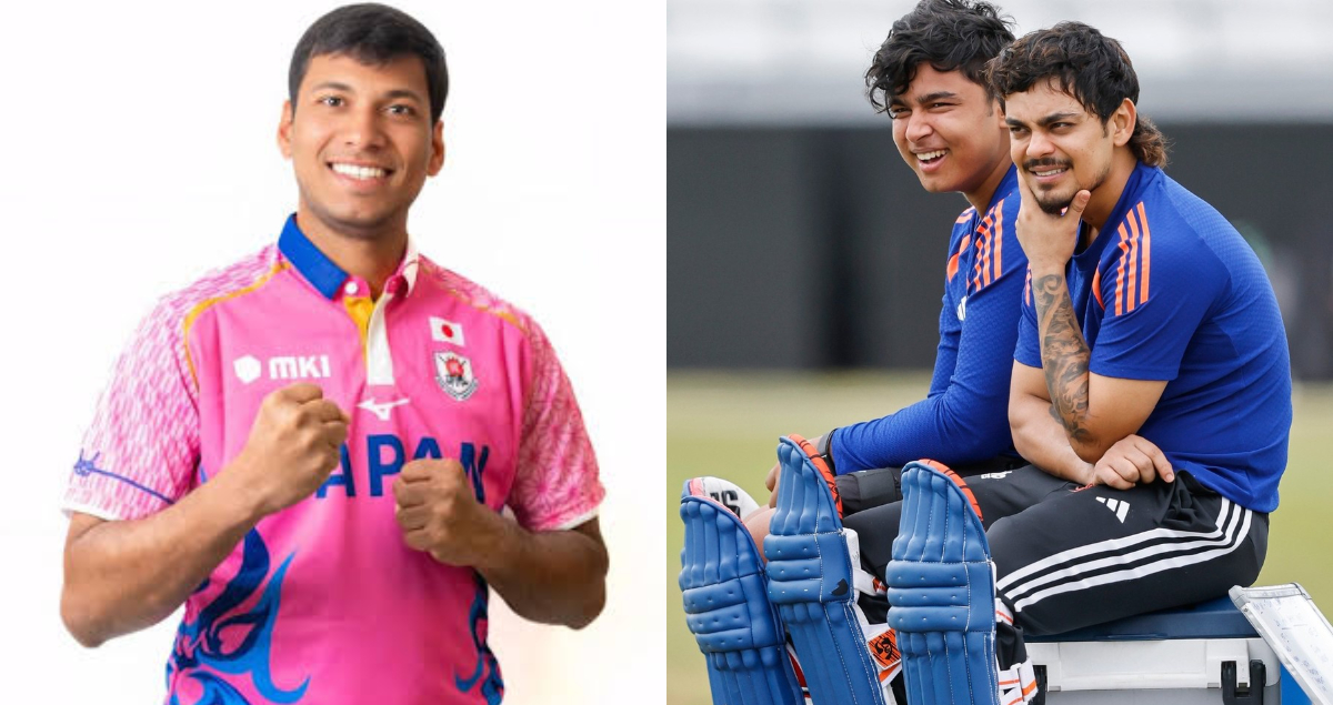 Japan's Abhishek Anand and India's Vaibhav Sooryavanshi and Ishan Kishan | X