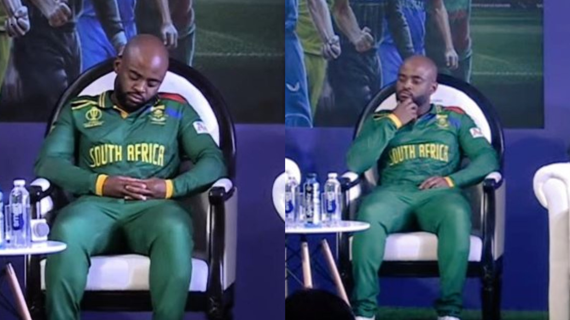 CWC 2023: Netizens have fun as South Africa’s Temba Bavuma falls asleep during Captains’ Day press event