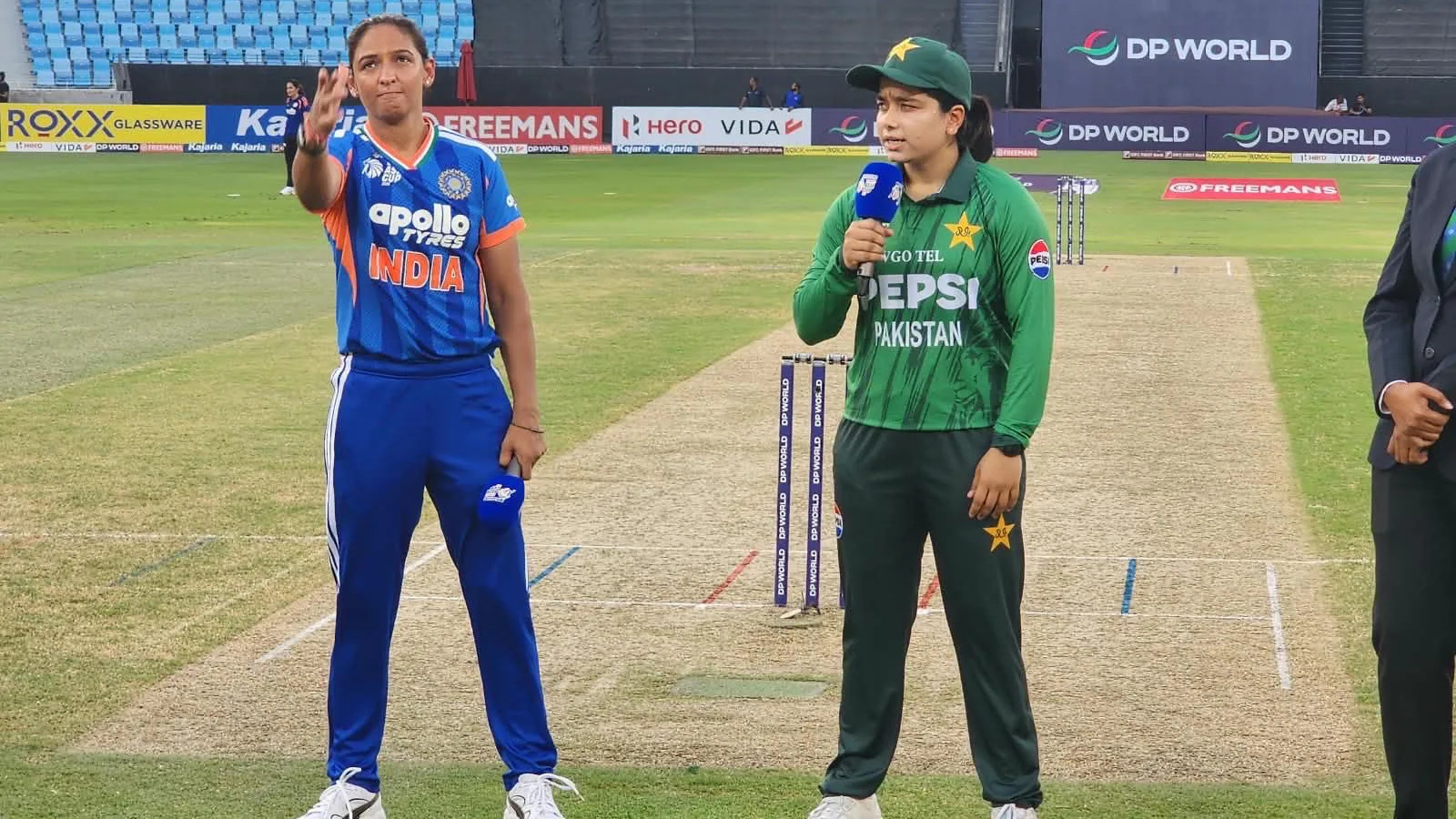Harmanpreet Kaur and Fatima Sana during Asia Cup 2026 | Getty