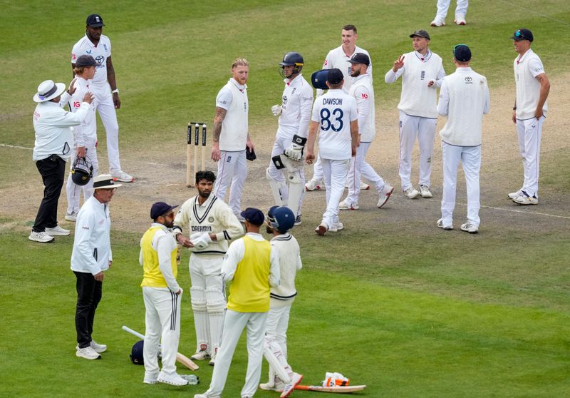 Stokes and his men look on as India batters drink refusing to end the game | Getty