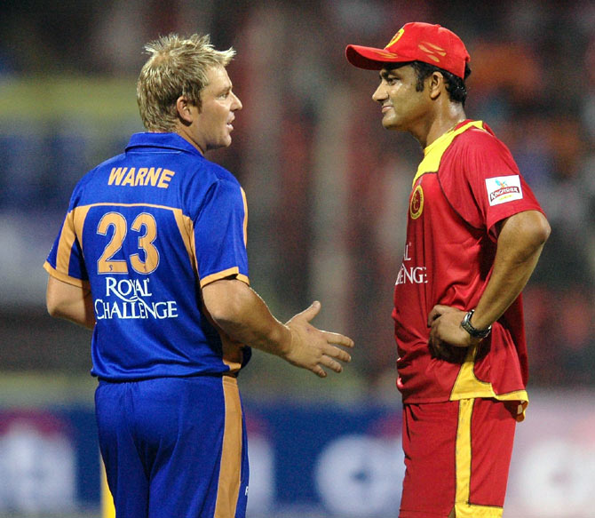Shane Warne and Anil Kumble during IPL