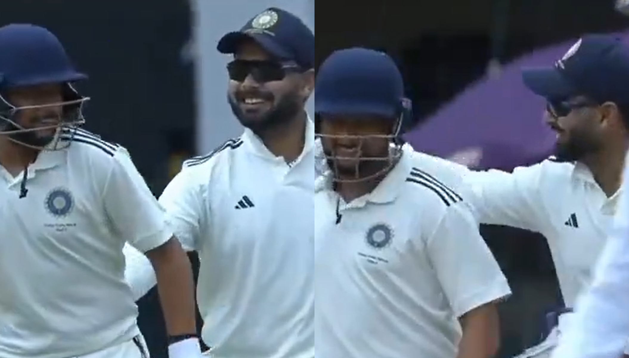 Rishabh Pant teasing Kuldeep Yadav during their Duleep Trophy match | X