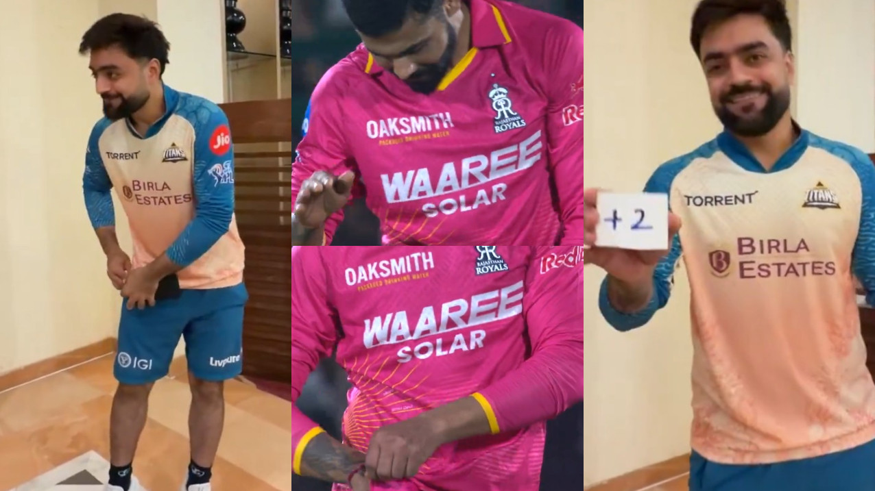 IPL 2026: WATCH- Rashid Khan mocks Ravindra Jadeja's 'pocket' celebration with his own version after GT demolishes RR