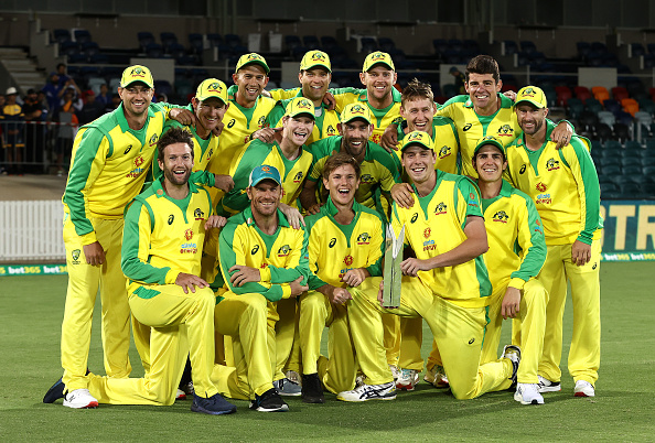 Australian team celebrates ODI series win | Getty Images