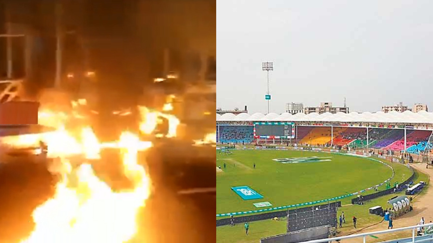 WATCH - Fire breaks out at National Stadium in Karachi ahead of PSL 2022 opener