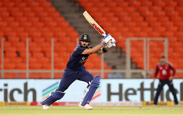 Virat Kohli during a T20I against England | Getty